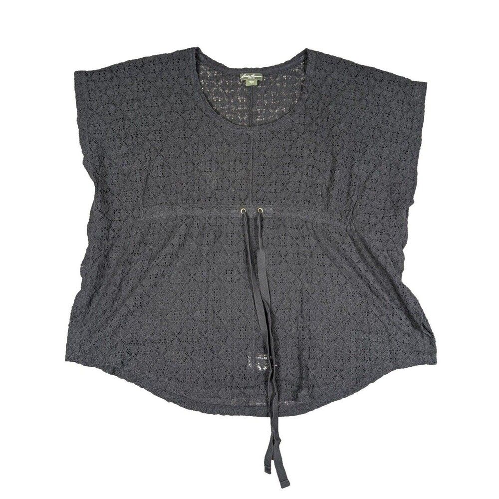 Eddie Bauer Womens Crochet Top Beach Dress Cover Up Large Black Festival Resort